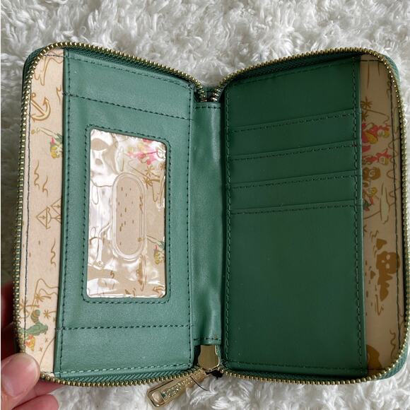 Loungefly Disney Peter Pan Green Zip Around Folding Wallet NEW - Picture 4 of 9